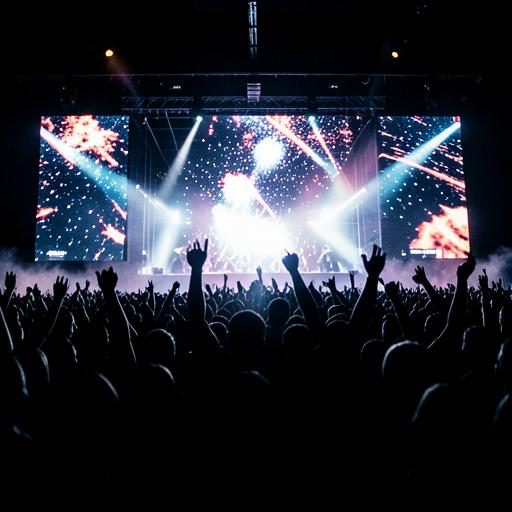 Público en silueta frente a una pantalla LED gigante